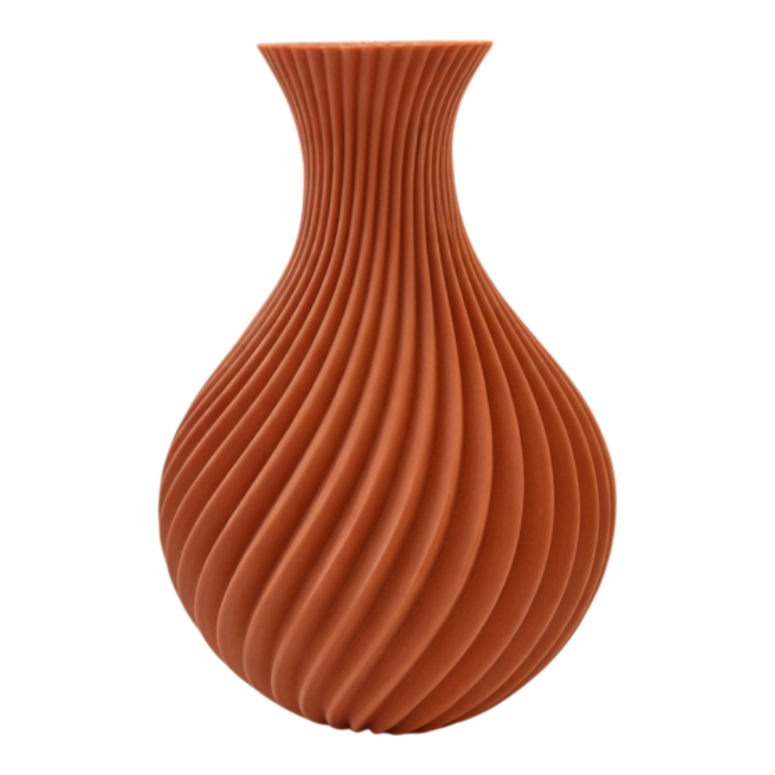 Sculpturale designvaas in terracotta met ribstructuur. Duurzaam en stijlvol. Bestel Vaas Sira Flow nu bij Goozars.