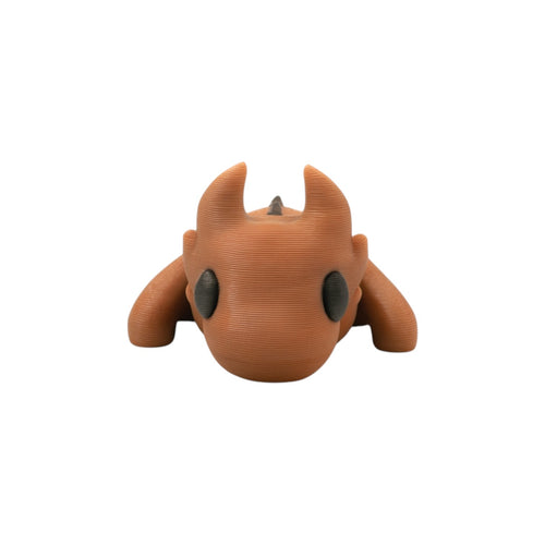 Bruin-zwarte articulated mini draak 10x4x2.5 cm van opzij