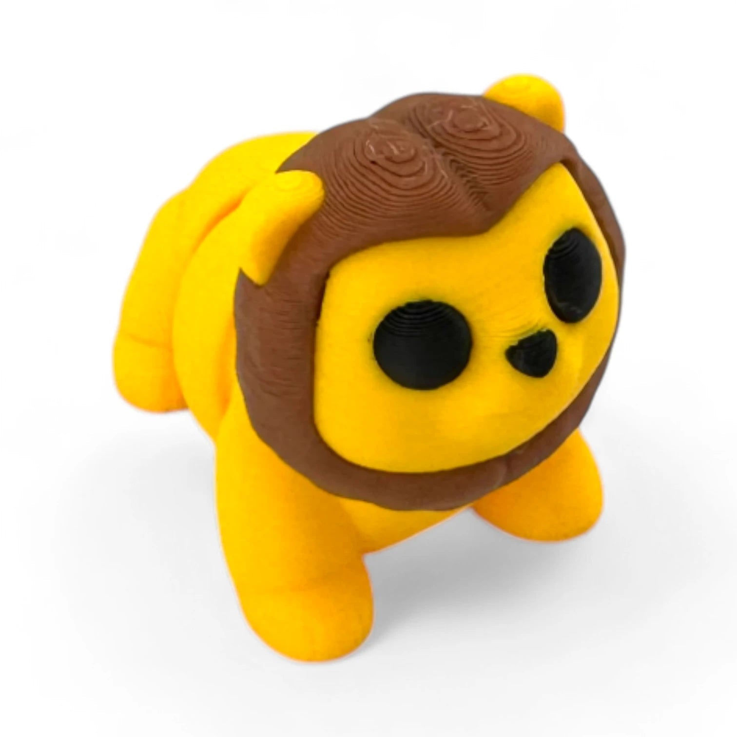 Baby Lion tiny in geel met bruine manen, 8 cm, schuin van voren als fidget speelgoed