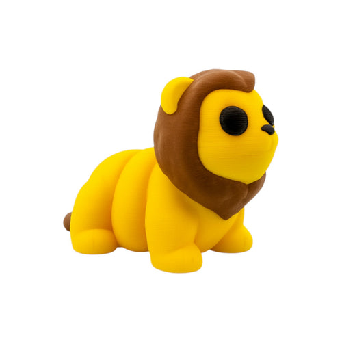 Baby Lion tiny in geel met bruine manen, 8 cm, schuin van voren als fidget speelgoed