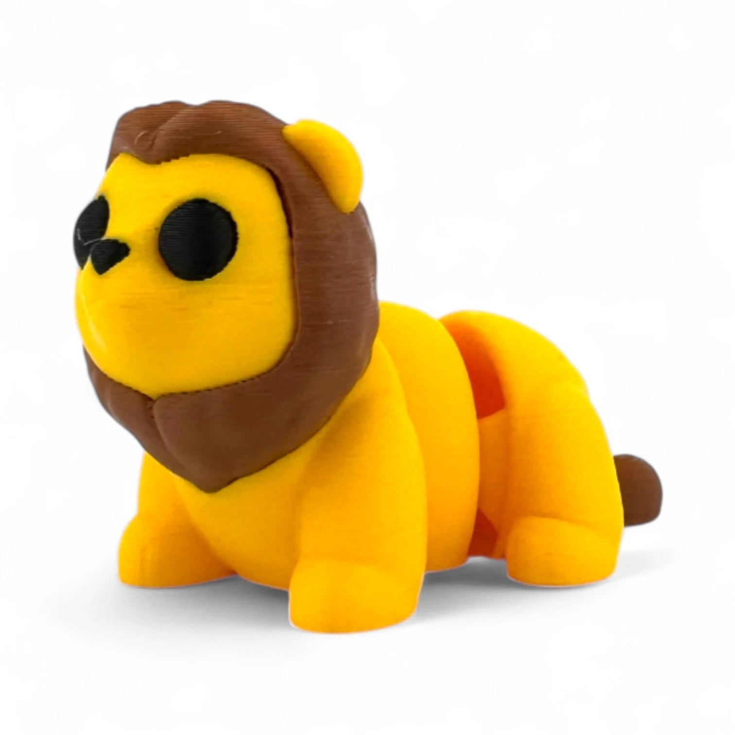 Baby Lion geel/bruin, 8 cm, zijaanzicht met articulated lijf en staart