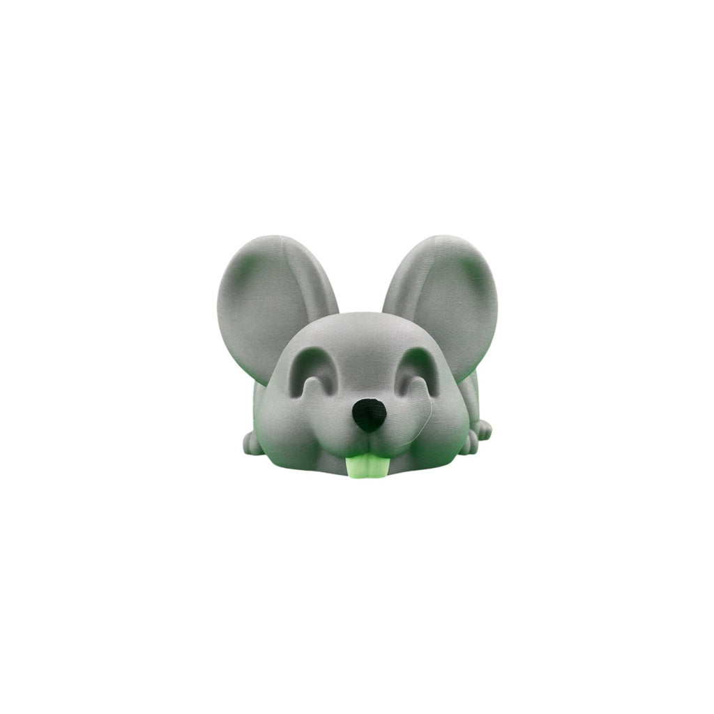 Beweegbare muis grijs wit met grote oren 13 x 5,5 x 3,5 cm – vooraanzicht