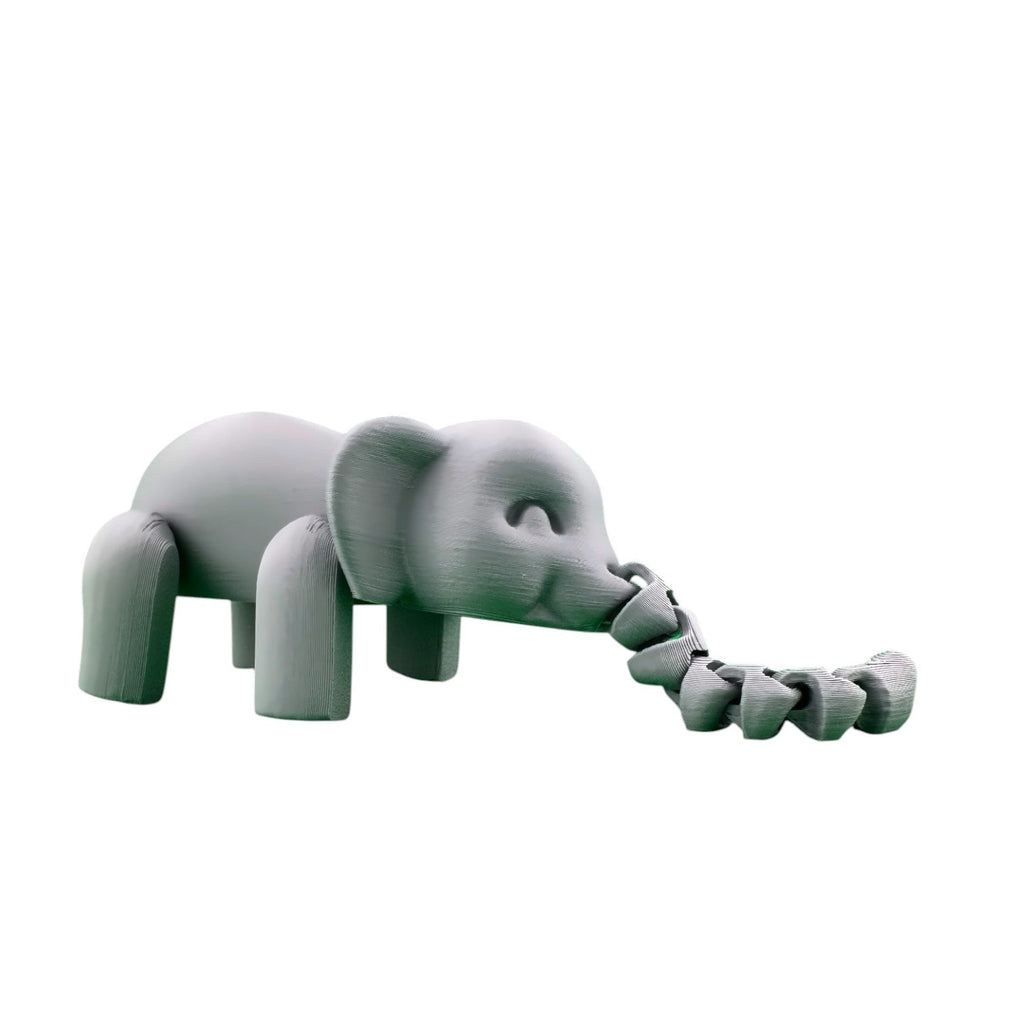 Grijze beweegbare olifant fidget 15 x 4,5 x 3 cm – hero 45 graden