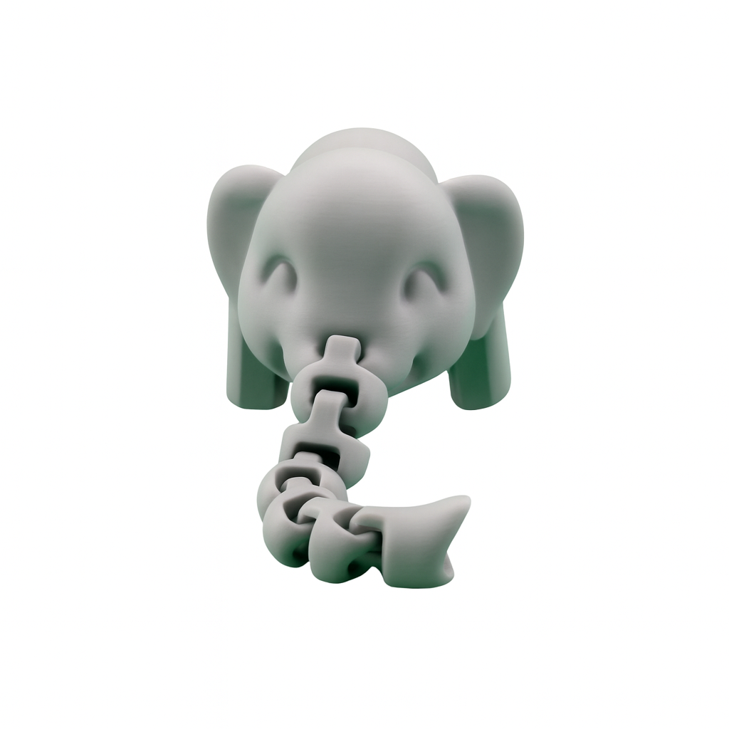 Grijze articulated olifant met slurf 15 x 4,5 x 3 cm – vooraanzicht