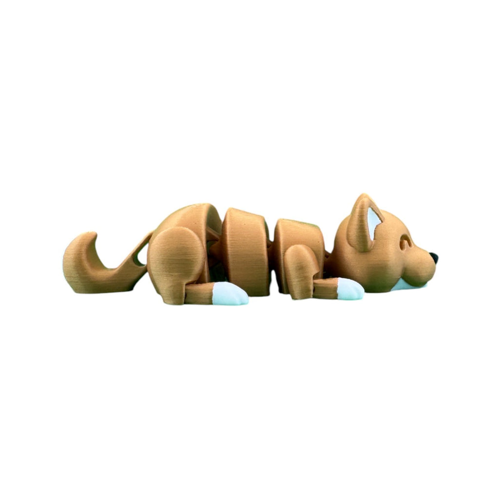 Beweegbare Shiba Inu hondje goud wit zwart 11,5 x 4,5 x 2,5 cm – zijaanzicht