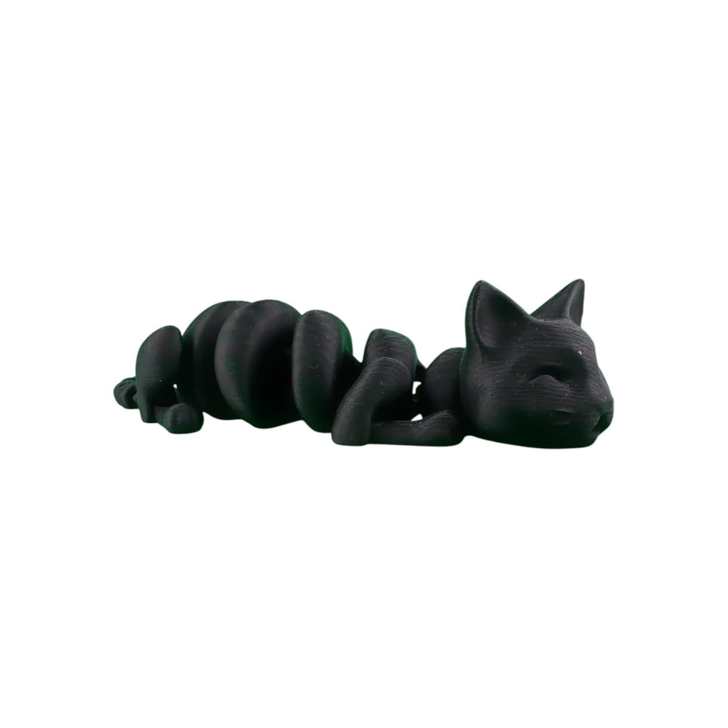 Beweegbare slapende zwarte kat 15 x 4,5 x 3 cm – hero 45 graden