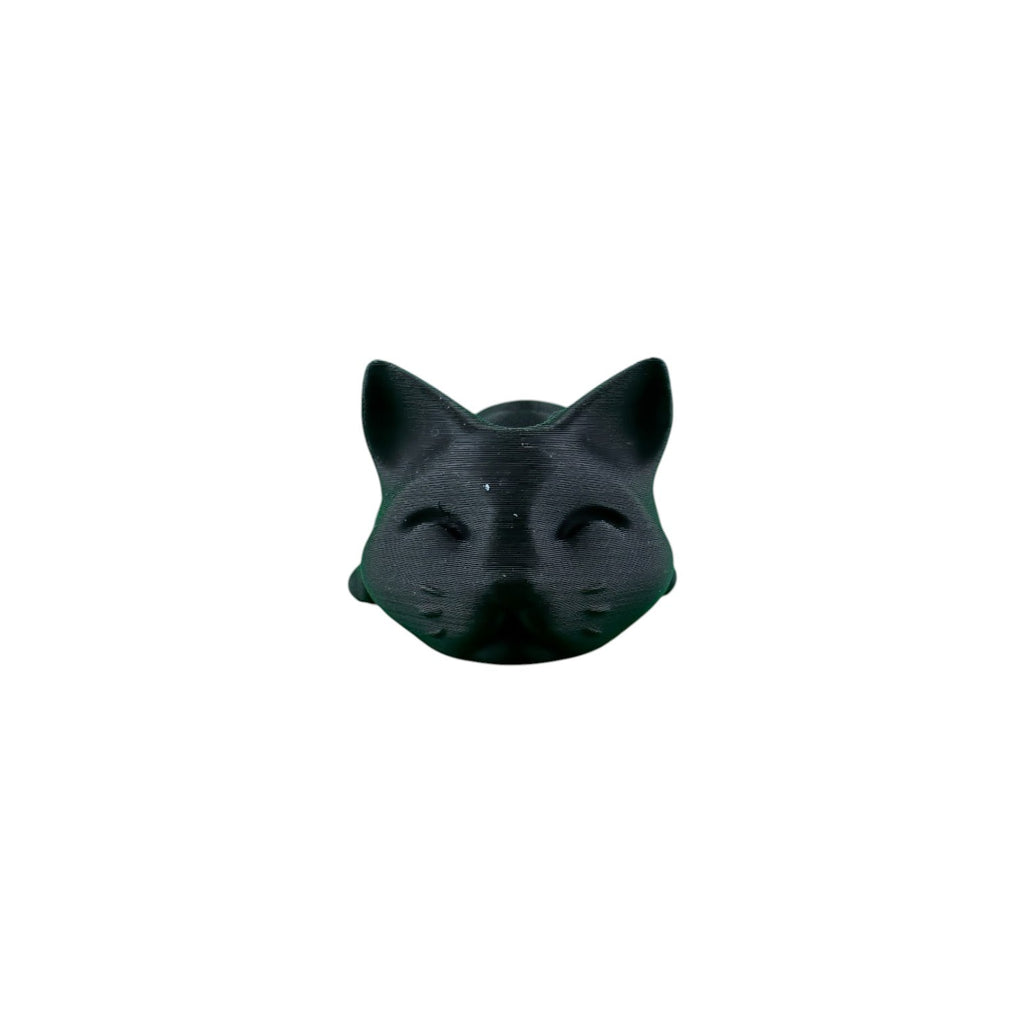 Zwarte kat fidget 15 x 4,5 x 3 cm – vooraanzicht kop