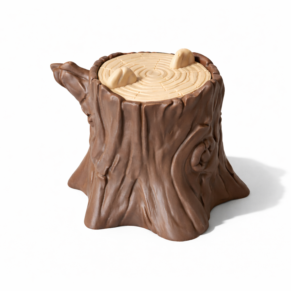 Boomstam bewaarcontainer bosbruin – gesloten met deksel