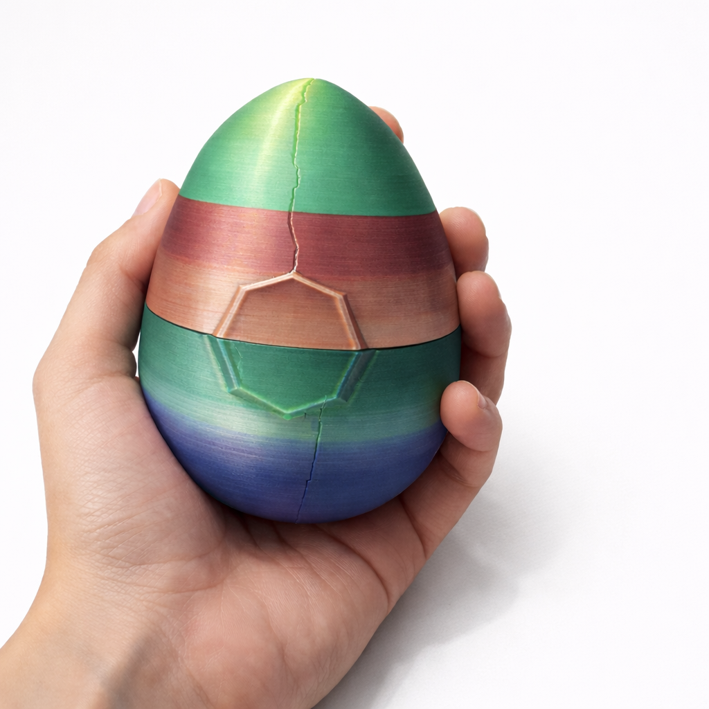 Kristal-Ei magisch verrassingsei – gesloten aanzicht in hand