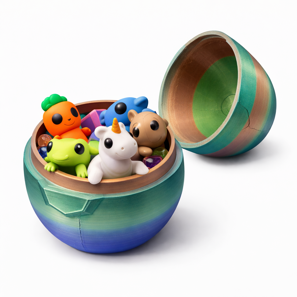 Kristal-Ei magisch verrassingsei – open aanzicht, gevuld met speeltjes