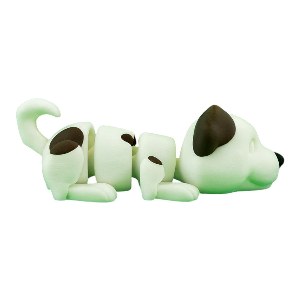 Lui hondje liggend detail achterzijde wit bruin zwart 12x5x3 cm