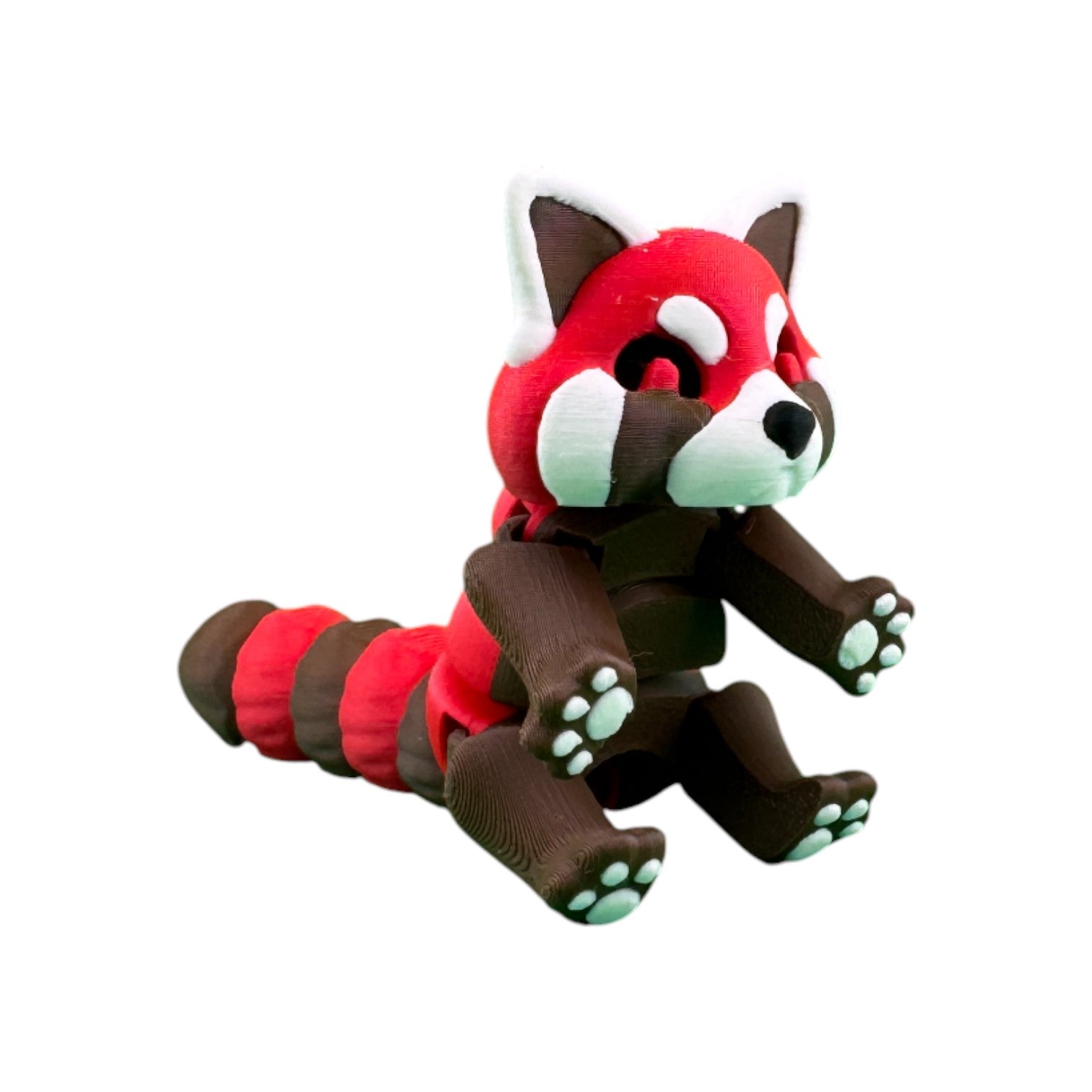 Articulated rode panda rood/bruin 14 cm zittend schuin van voren met zicht op pootjes