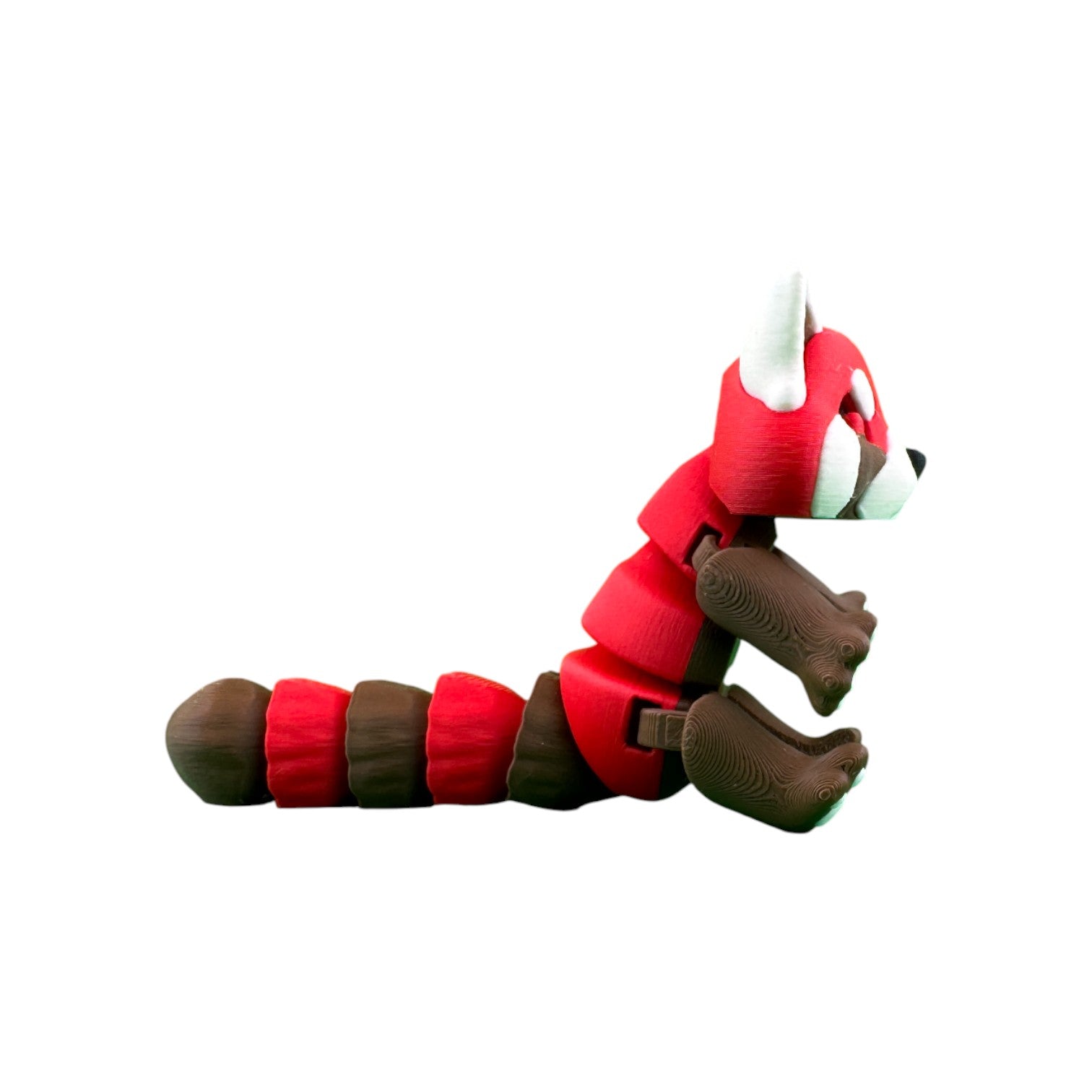 Articulated rode panda rood/bruin 14 cm zijaanzicht zittend met lange bruine staart