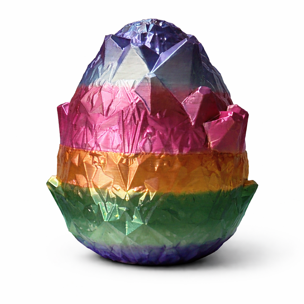 Regenboog kristal ei container gesloten