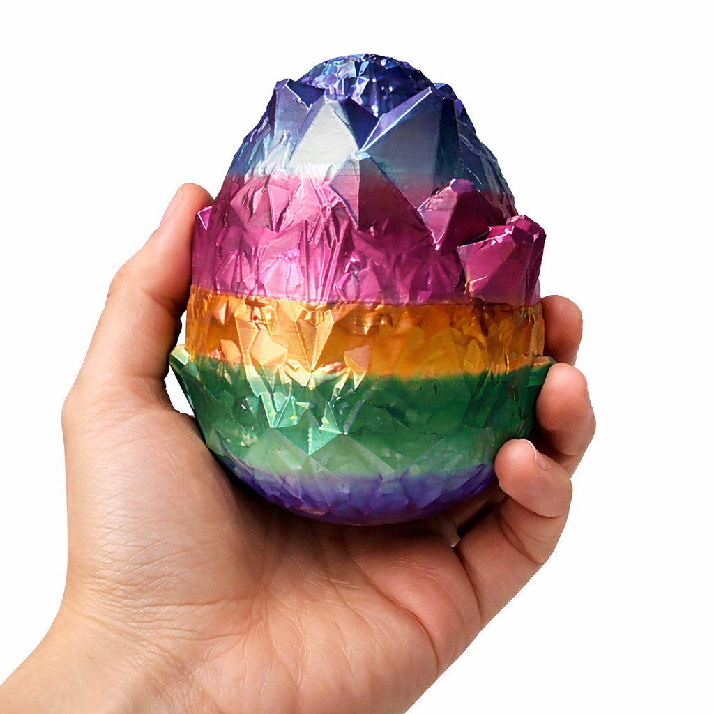 Regenboog kristal ei container in hand