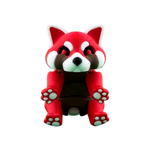 Articulated rode panda rood/wit/bruin 14 cm rechtop zittend van voren met zicht op pootjes