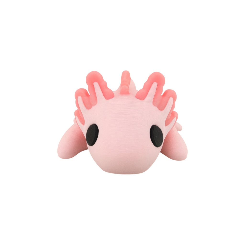 Tiny axolotl lichtroze/roze/zwart 7,5x4,5x3 cm – vooraanzicht