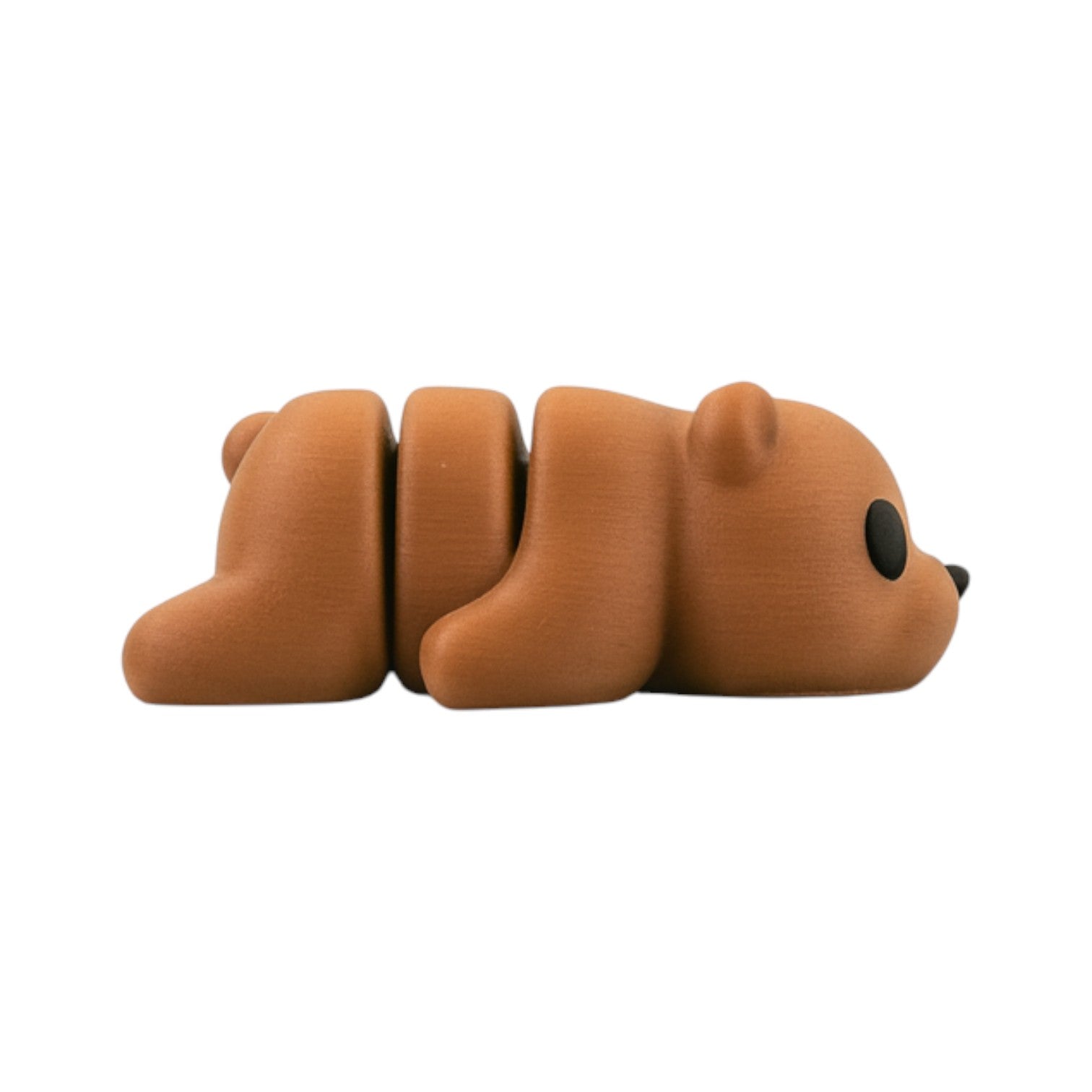 Tiny bruin beertje liggend zijaanzicht met segmenten en pootjes 6,5x4x2,5 cm