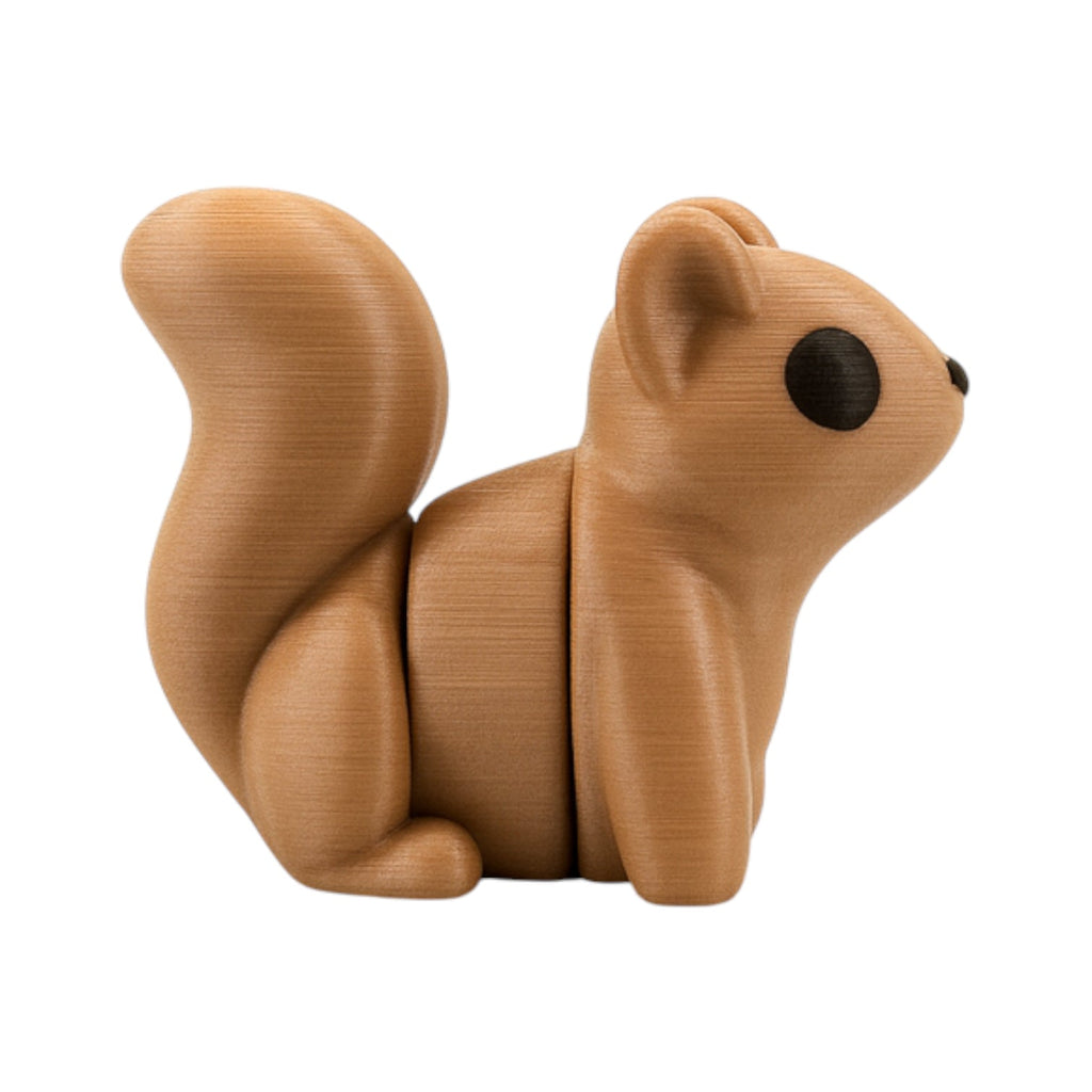 Lichtbruine Tiny eekhoorn van 4 cm zijaanzicht met gekrulde staart